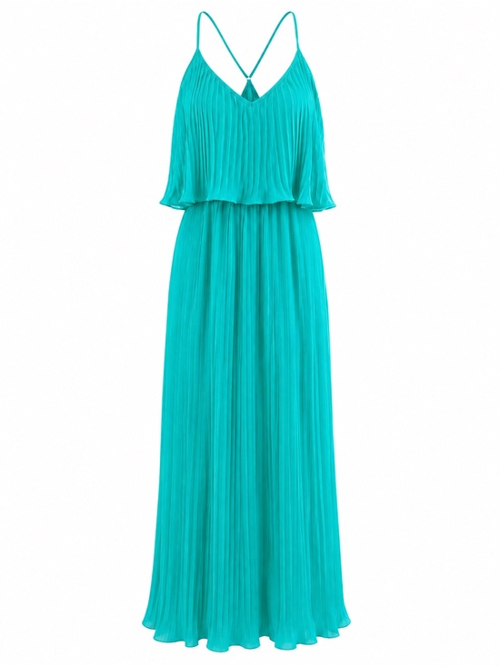 Everyday Chic Dresses & Skirts - Everyday Chic Turquoise Pleated Maxi Dress Boho Resort NWT